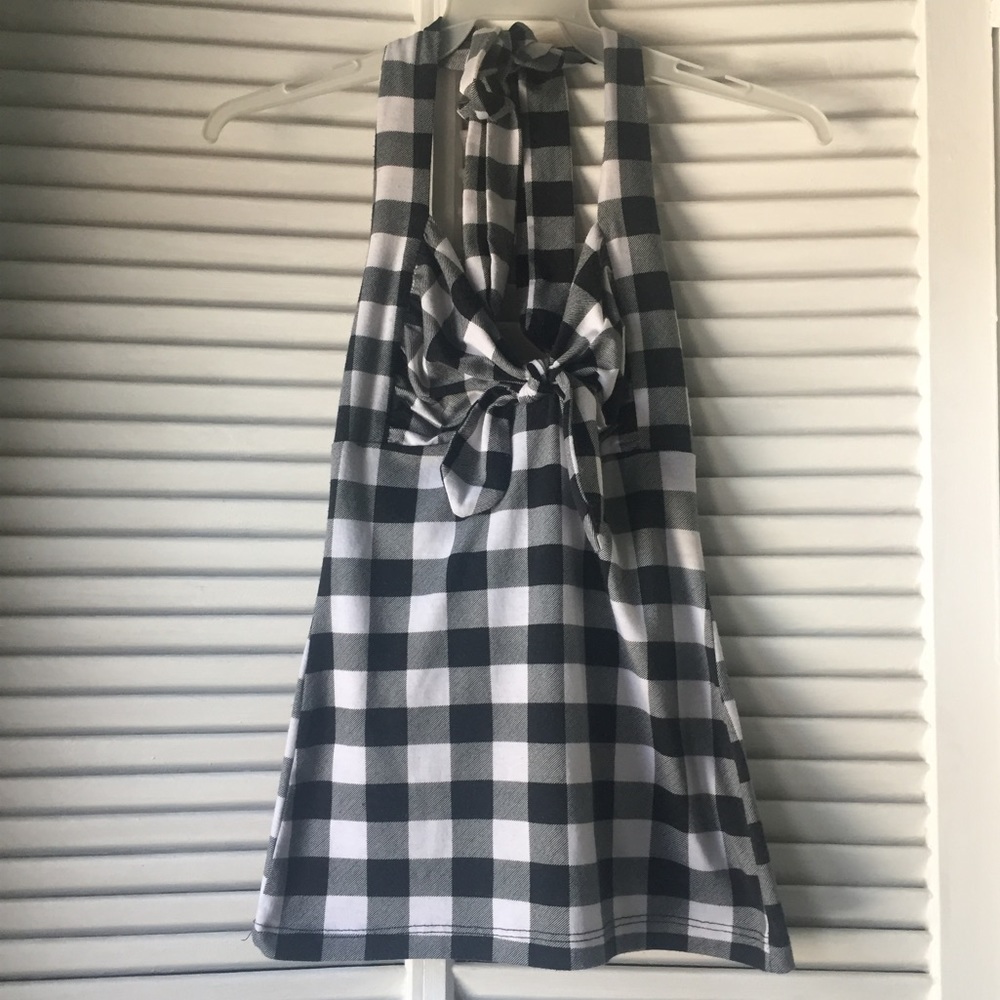Black White Cowgirl Plaid Halter Top
